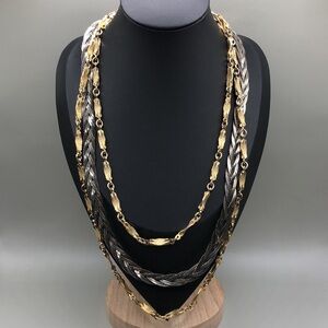 Curated bundle vintage chain necklaces costume layering trendy stylish runway